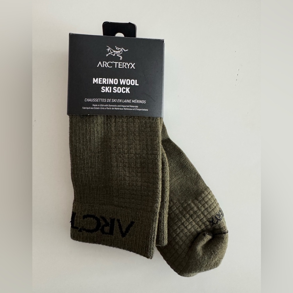 Arc'teryx Olive Green Merino Wool Ski Socks